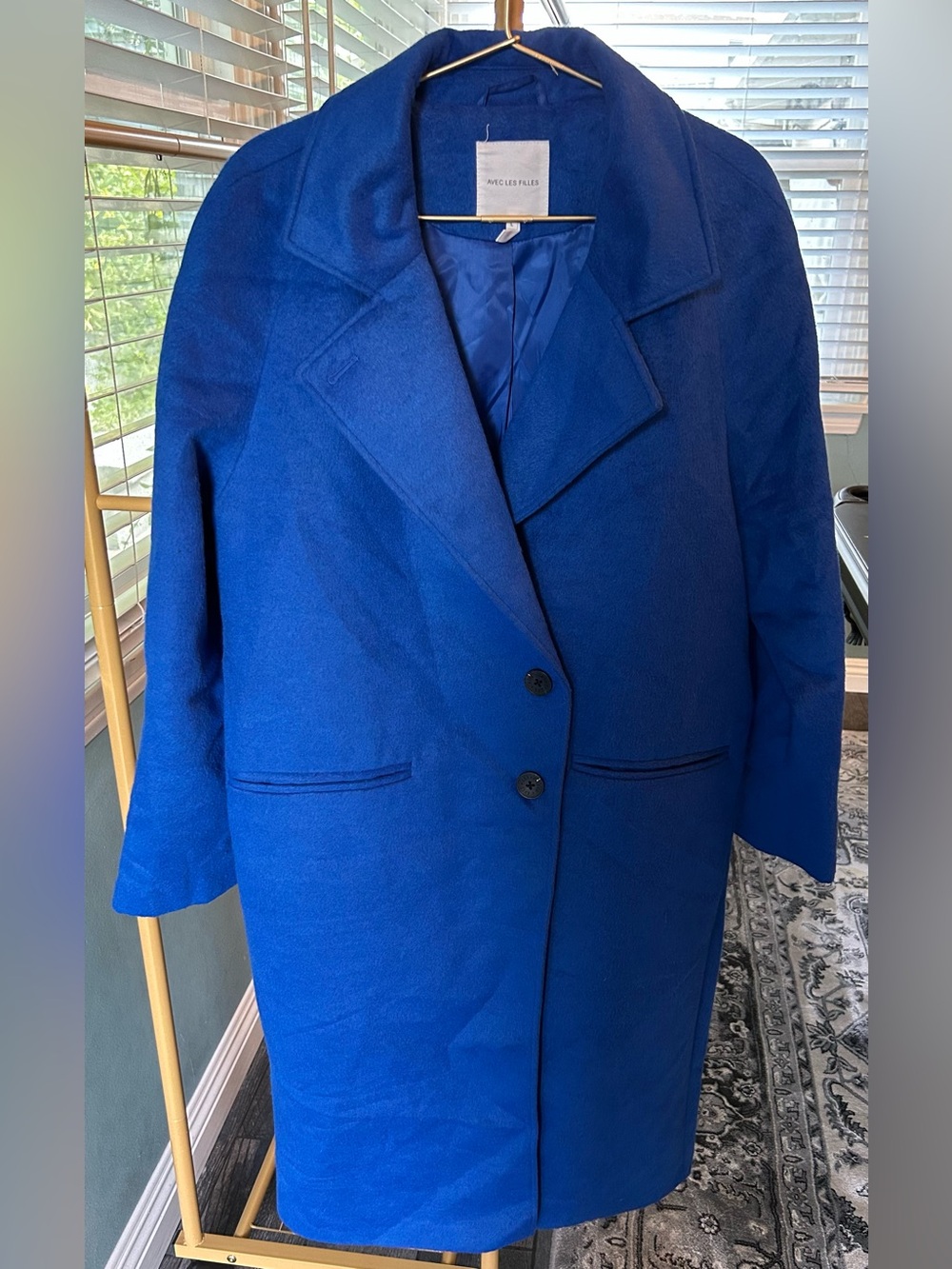 Avec Les Filles Royal Blue Wool Pea Coat $248 retail new size L